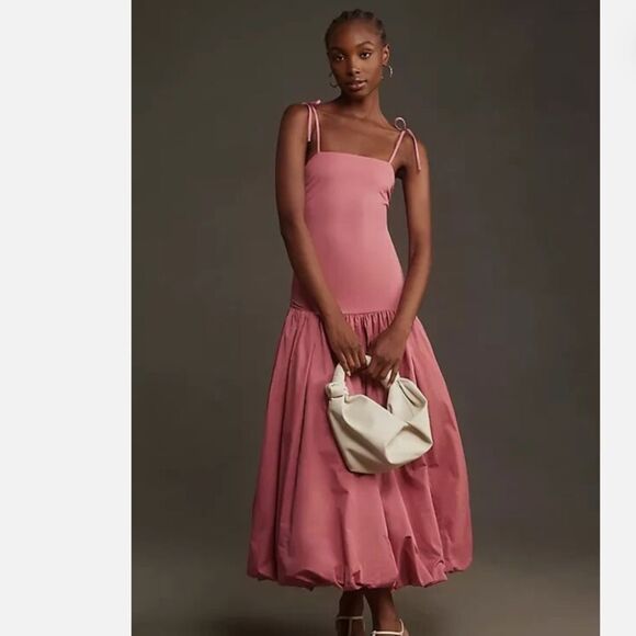 Anthropologie Dresses & Skirts - Anthropologie Mare Mare Sleeveless Drop-Waist Bubble-Hem Midi Dress Rose